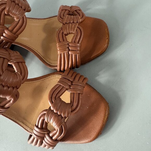 Aquazzura Brown Leather Blocked Heel Slides, Size 36 - Picture 11 of 12